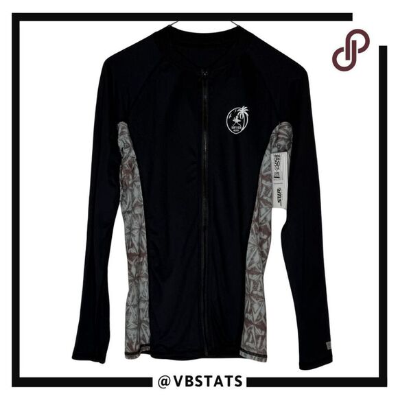 North Shore Surf Shop Women's Delmar Long Sleeve Rash Guard Black Size Large NWT - Picture 1 of 8